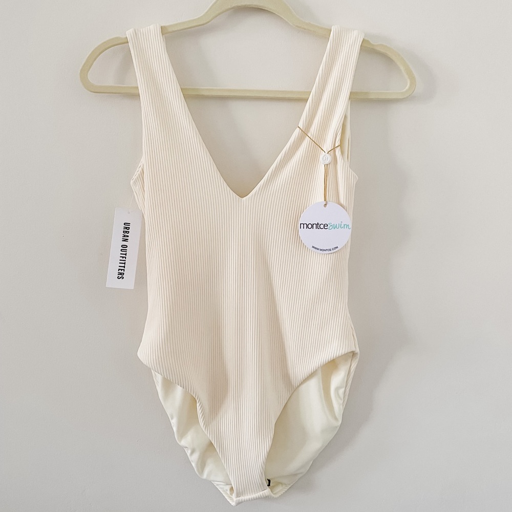 Montce Swim Cream Rib Kim One Piece Urban Outfitters Free People Large NWT